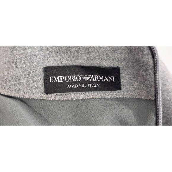 EMPORIO ARMANI Womens Virgin Wool Sheath Dress Minimalist Pockets Gray Italy 38 - Picture 3 of 16
